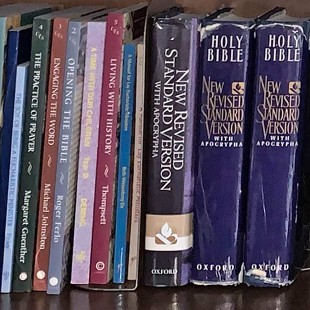 Bibles on a shelf