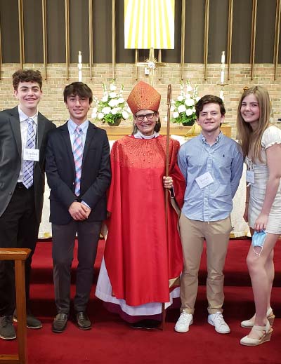 Bishop Perry and four youth from St. Andrew's at Confirmation